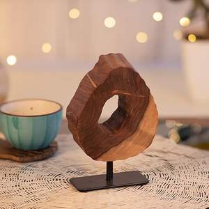 Objet de décoration en bois naturel, sculpture d'art abstrait, fabriqué à la main en bois massif, parfait pour les espaces esthétiques minimalistes, maison, bureau. - Product Image 2