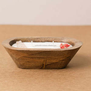 Cuencos y recipientes rectangulares de madera hechos a mano al por mayor para velas |   Decoración para el Hogar de Halloween y Navidad |   Fabricante OEM - Product Image 1