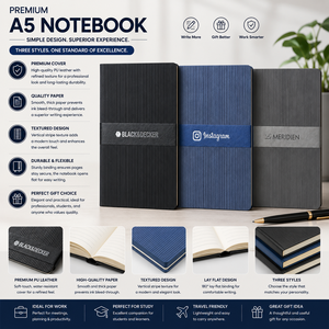 Cuaderno Premium A5 de Cuero PU con Encuadernación Cosida, Papel Rayado y Tapa Blanda para la Escuela, Reuniones y Viajes - Regalo - Product Image 5