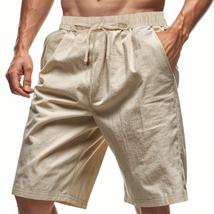 Pantalones Cortos Deportivos Casuales de Lino Transpirable para Hombre, Estilo Europeo y Americano, Pantalones Holgados con Cordones para Vacaciones de Verano - Product Image 3