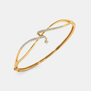 <b>Infinity</b> Wave Lab Grown Diamond Round Brilliant Cut 14K Gold Luxury Drop Bangle - Product Image 3