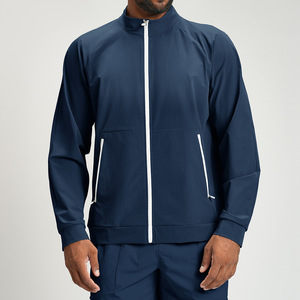 Veste de sport noire pour homme à fermeture éclair intégrale, col montant, en polyester, respirante et légère, idéale pour l'automne - Product Image 2