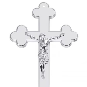 Crucifijo de Metal con Bendición del Obispo, Ecológico, Personalizable, Impresión Offset a Color, Crucifijo Cristiano Católico - Product Image 1