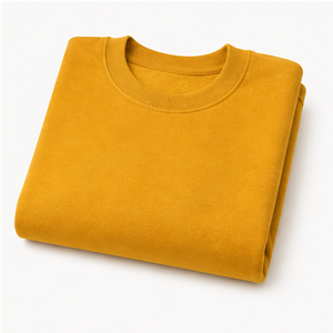 Sudadera Personalizada Mustard Gold para Hombre, Cuello Redondo Clásico, Corte Relajado, Felpa de Algodón y Poliéster de Peso Medio, MCRW-0021 - Product Image 4