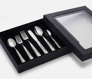 Juego de cubiertos de acero inoxidable con acabado Chapado en Color plateado y mango elegante de 5 cucharas, tenedor, cuchillo, cubiertos para regalar, uso en bodas - Product Image 6