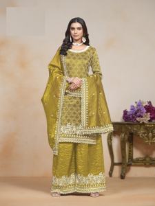 El último diseñador Faux Georgette bordado secuencia trabajo Salwar Kameez para bodas y fiestas - Product Image 4