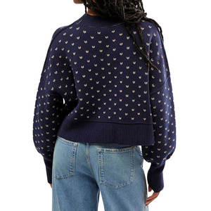 Pull-over en tricot jacquard personnalisé OEM, motif uni, unisexe, col rond, coupe régulière, longueur normale, décontracté, écologique - Product Image 2