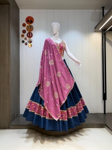 <b>Women</b> <b>Lehenga</b> Choli Set Pure Cotton Embroidered Reversible Festive Outfit Wedding and Diwali Wear - Product Image 2