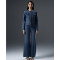 Jeans avec options de jupes-culottes pour femmes, ensembles en denim personnalisables avec logo, service OEM, styles imprimés en sergé uni délavé pour l'été