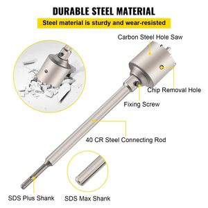 Kit di frese a tazza per cemento 1 2/11\" 1 3/5\" 2 9/16\" 3 5/32\" 3 15/16\" Punte da trapano HSS per metallo con attacco SDS Plus SDS MAX per fori nel muro - Product Image 5