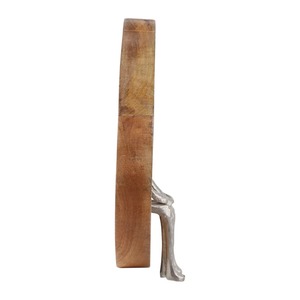 Sculpture d'éléphant circulaire en bois faite à la main, décoration de table, art moderne pour salon, thème animal, cadeau artisanal - Product Image 4