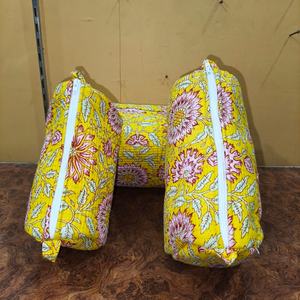 Ensemble de trousses de toilette matelassées en coton, 3 pièces, motif floral, jaunes, style décontracté, couleurs assorties (lot de 3) - Product Image 4