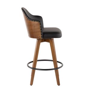 Sgabello da bar Ahoy Mid Century in noce e similpelle nera - Product Image 2