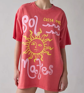 T-shirt surdimensionné pour femme Lets Grow Together, 100% coton, manches courtes, col rond, imprimé, coupe ample, style printemps-été - Product Image 6