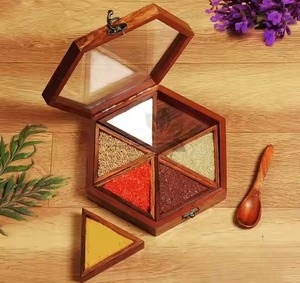 Trend Inspired Wooden Spice Organizer Handmade High Quality Masala Storage Container for Modern Kitchen - Product Image 1