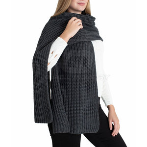 Écharpe longue en tricot confortable pour l'hiver, 100% laine, tissu doux, conçue pour une utilisation toute la journée, en intérieur, en extérieur et en voyage - Product Image 3
