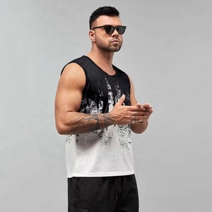 Débardeur de fitness personnalisé pour homme, col en V, respirant, tricoté, en polyester/coton, sans manches, pour la gym, style streetwear, personnalisable - Product Image 4