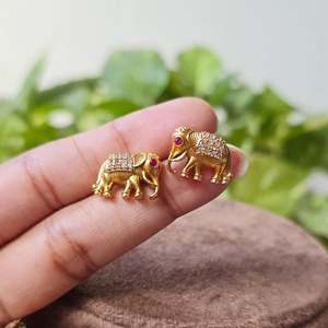 Gold Plated <b>Elephant</b> Pendant Choker <b>Necklace</b> for Wedding Ethnic Style - Product Image 5