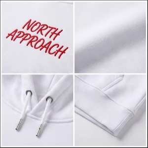 North Approach Hoodie <b>Men</b> White Cotton French Terry Casual Hooded Sweatshirt Front Pocket Regular Fit Autumn Wear - Product Image 4