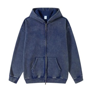 เสื้อฮู้ดซิปหน้าสไตล์สตรีทแวร์ หนานุ่ม วินเทจ ล้างสีแบบแอซิด ปักลายพร้อมลายพิมพ์ ประดับด้วยคริสตัล สำหรับแบรนด์สั่งทำพิเศษ - Product Image 2