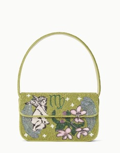 beaded shoulder bag for women single strap handbag polyester lining <b>purse</b> <b>zip</b> closure cocktail bag - Product Image 1