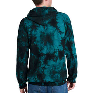 Sweat-shirt à capuche tie-dye pour homme, coupe classique, décontracté, tricoté, motif vert et bleu, manches longues - Product Image 5