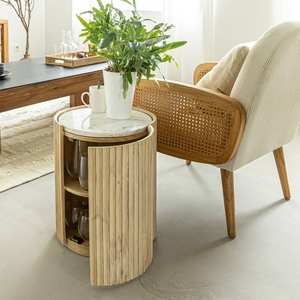 Table d'appoint Vandana Lyra en bois de manguier et marbre - Product Image 3