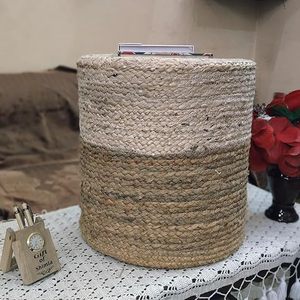 Customised Eco-friendly <b>Adjustable</b> Woven Water Hyacinth Ottoman <b>Stools</b> Handmade Customizable Side Tables for Rustic Home Interio - Product Image 4