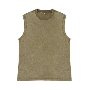 Wholesale Vintage T Shirt Tank <b>Top</b> Heavyweight 100% Cotton Oversized Casual Acid Wash Custom Unisex Sleeveless T Shirt - Product Image 4