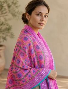 Dupatta en coton et soie de qualité supérieure, motif géométrique, design élégant pour mariage, fabriqué en Inde, à prix avantageux. - Product Image 2