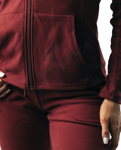 Sweat-shirt à capuche zippé bordeaux personnalisé avec logo, en molleton, pour hommes et femmes, vente en gros, fabricant, veste à capuche entièrement zippée vierge en gros - Product Image 6