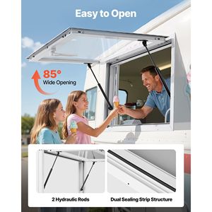 Finestra di concessione 36x24 in lega di alluminio per camion di cibo a 85 gradi finestra di servizio con 2 porte per tenda scorrevole e gancio di trascinamento - Product Image 4