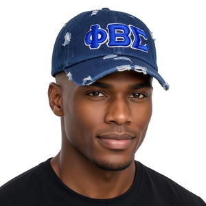 Gorra de Béisbol de Mezclilla Azul Oscuro para Hombre, Estilo Casual, con Letra Bordada, Diseño Desgastado, Ajustable, de Algodón, para Exteriores - Product Image 1