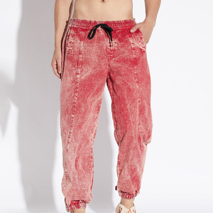 Pantalon de survêtement personnalisé en molleton délavé à l'acide, style jogger, en French Terry, effet soleil délavé, imprimé vintage, usé, pour homme, OEM - Product Image 4