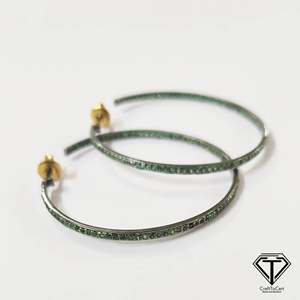 Boucles d'oreilles en argent sterling avec émeraudes, bijoux fins faits à la main, style moderne - Product Image 2
