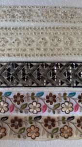 Ribete de encaje de red con flores 3D bordadas florales surtidas, de poliéster ecológico, para vestido de novia, manualidades DIY, venta al por mayor y exportación. - Product Image 3