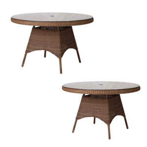 Table de salle à manger ronde en rotin pour l'extérieur, mobilier de jardin avec trou pour parasol, 4 places, en rotin tressé - Product Image 3