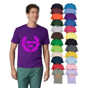Camiseta personalizada de algodón Premium 100% para hombre, ajustada, de manga corta, transpirable, serigrafiada, con patrón de letras multicolor liso - Product Image 1