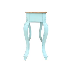Vintage Blue Distressed Wooden <b>Console</b> <b>Table</b> with Curved Legs Three Drawer Entryway Desk Carved Detail Storage Furniture unitset - Product Image 3