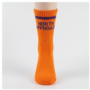 North Approach Crew <b>Socks</b> <b>Orange</b> Letter Print Breathable Knitted for Adults Casual Wear - Product Image 2