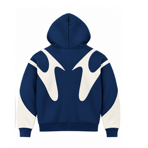 Navy Blue Contrast Panel Zip Up Hoodie Men Streetwear Full Zipper Long Sleeve Casual <b>Fleece</b> <b>Hooded</b> <b>Jacket</b> With Pockets - Product Image 2