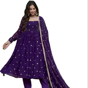 SHREE INDIAN EXPORTS Vende Conjuntos de Trajes Anarkali con Cuello Redondo, Elegantes y de Aspecto Precioso, de Alta Calidad, para Mujeres o Niñas - Product Image 1