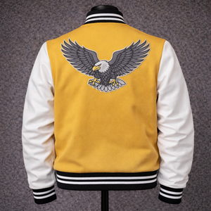 Blouson bomber tendance, manches écologiques, coupe ajustée, personnalisation avec votre propre logo, fabricant direct, fabrication de blousons universitaires. - Product Image 5
