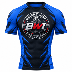 Maillot de compression UPF50+ à séchage rapide en Spandex/Polyester pour hommes, idéal pour le BJJ, le MMA, le Kickboxing et l'entraînement en salle de sport, personnalisable sur toute la surface - Product Image 1