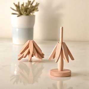 Ensemble de dessous-de-verre en bois en forme d'étoile avec support en bois, design nordique, antidérapant, pour la décoration de la maison et de la cuisine - Product Image 3