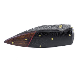 Wholesale Damascus Steel Folding Pocket Knife DD-FK-886 Handmade Exotic Wenge Wood Handle Drop Point 3mm Thick 185mm Bushcraft - Product Image 3