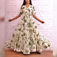 Robe longue imprimée pour femme, motif floral magnifique, coupe décontractée, matière douce, élégante, vêtements décontractés pour femmes