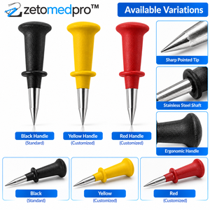 3.5 Inch Steel Scratch Awl Leather Stitching Piercing <b>Tool</b> Black Ergonomic Handle Protective Guard ZETOMEDPRO - Product Image 6