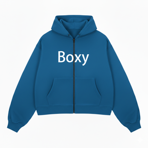 Sweat à capuche oversize à double fermeture éclair, doublé, personnalisé, en molleton épais 400 g/m² 100 % coton, coupe courte, en French Terry - Product Image 3