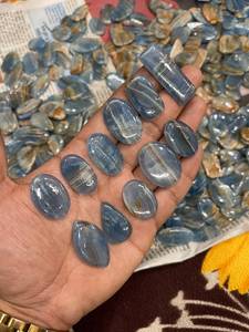 Pierres précieuses en calcite aqua bleue naturelle, polies, en vrac, pour la création de bijoux - Product Image 4